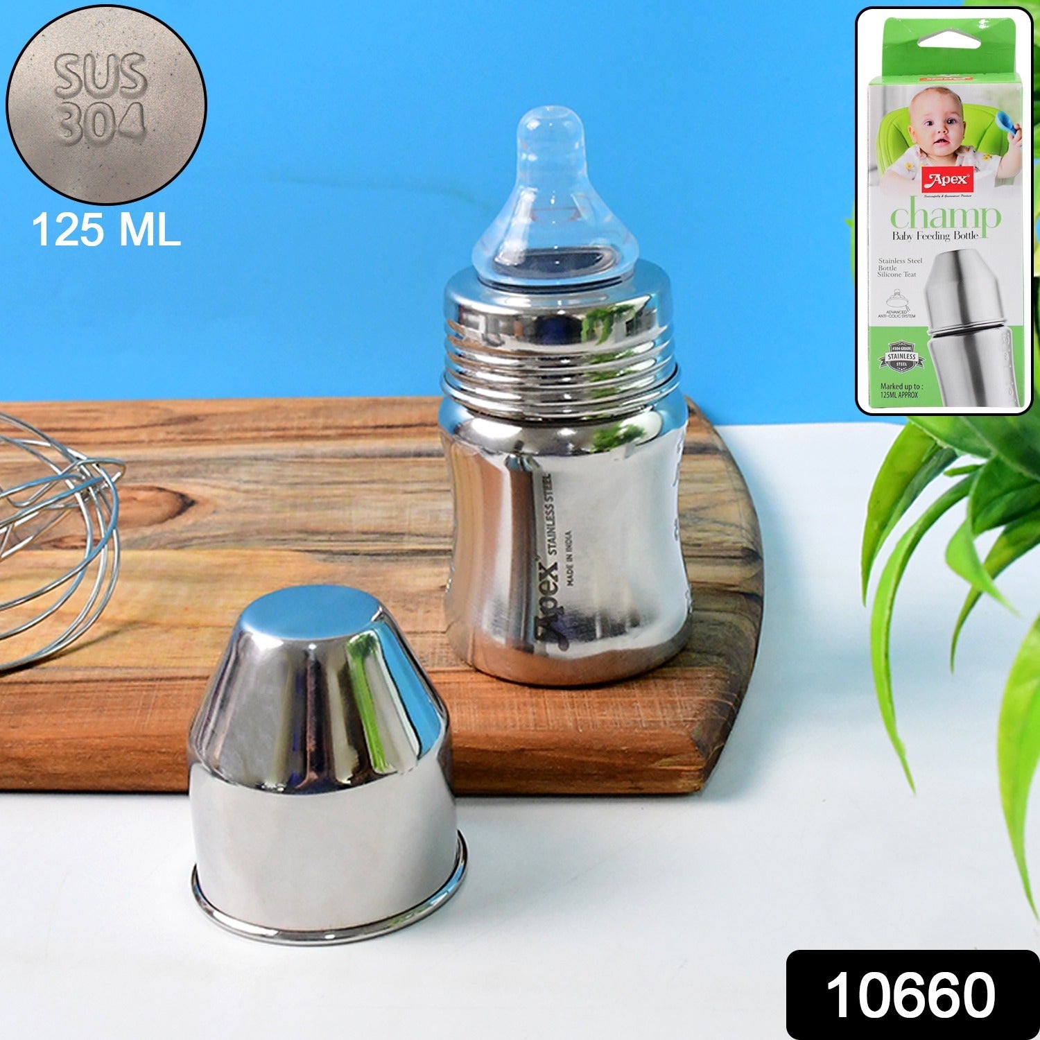 Apex Premium Stainless Steel Baby Feeding Bottle (125 ML / 1 Pc) Apex Premium Stainless Steel Baby Feeding Bottle (125 ML / 1 Pc)
